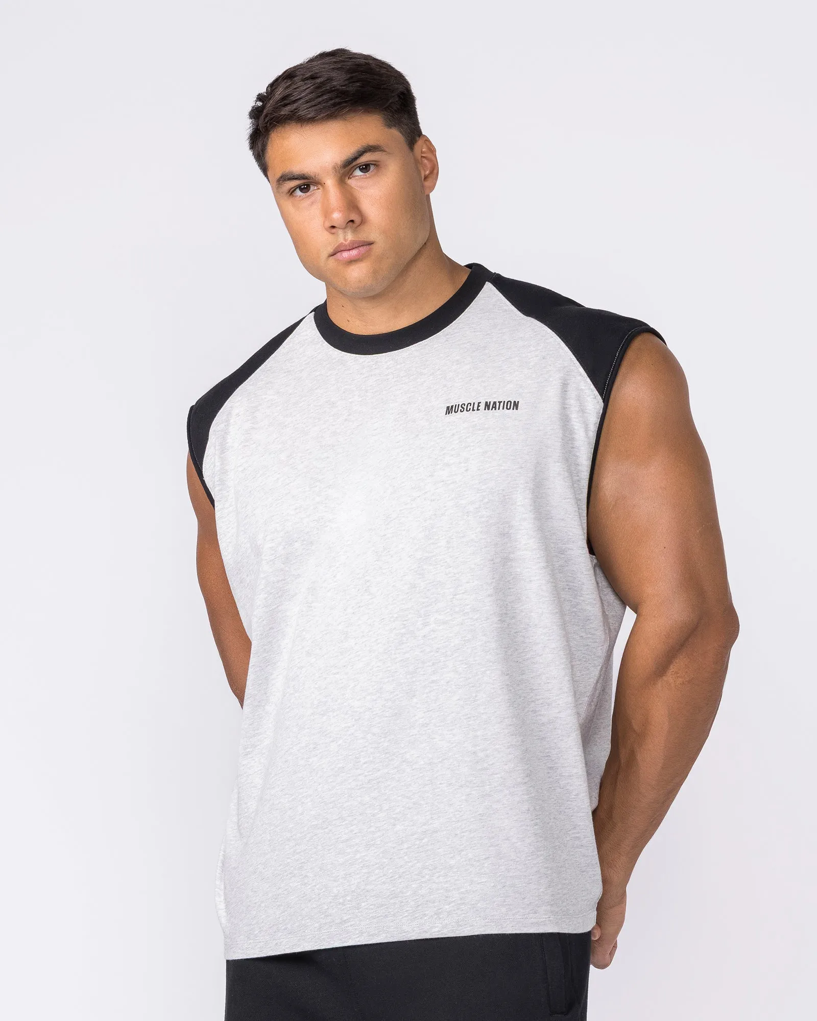 Essential Raglan Boxy Muscle Tank - Grey Marl / Black sold by Muscle Nation product image thumbnail 3