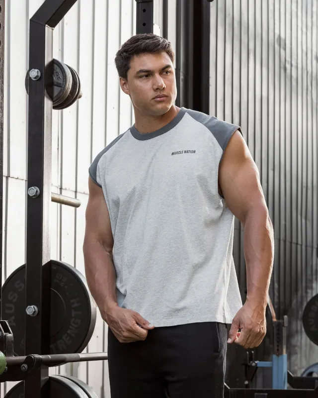 Essential Raglan Boxy Muscle Tank - Grey Marl / Tornado made by Muscle Nation