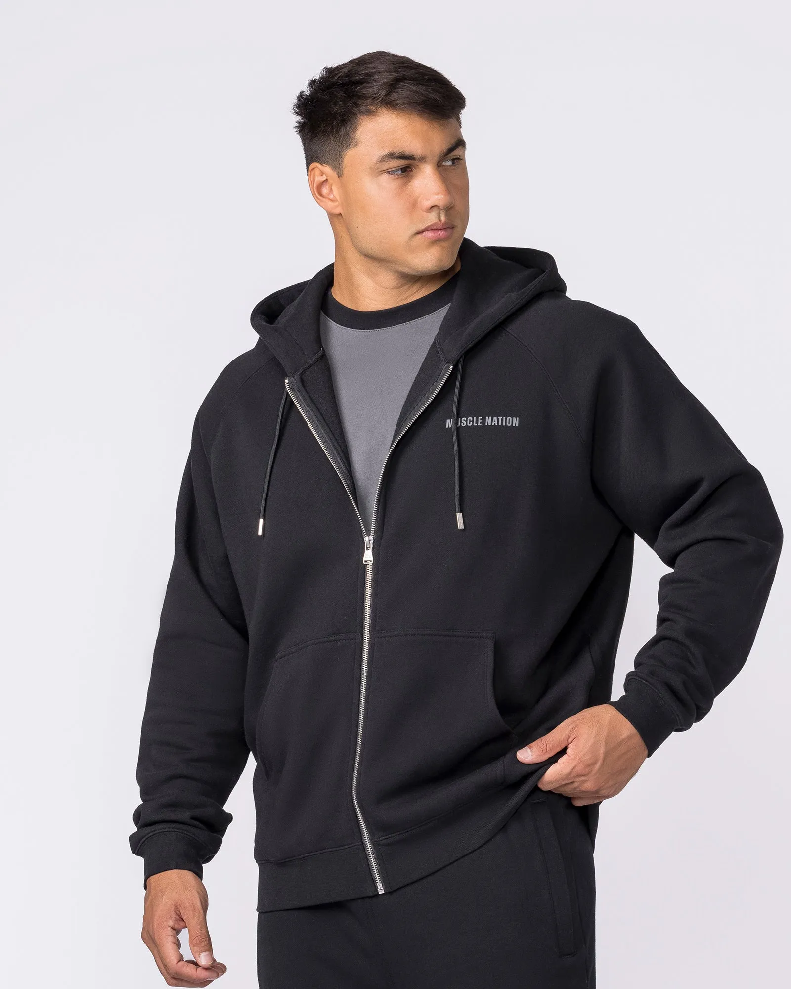 Essential Zip Hoodie - Black sold by Muscle Nation product image thumbnail 3