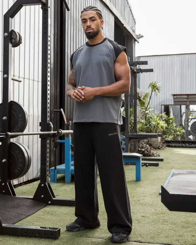 Essential Raglan Boxy Muscle Tank - Tornado / Black made by Muscle Nation