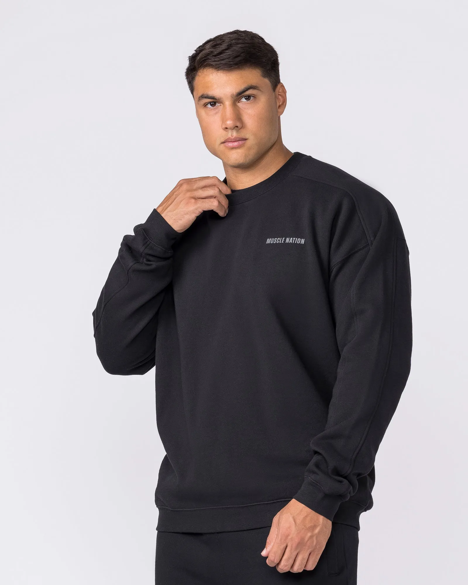 Essential Crew Pullover - Black sold by Muscle Nation product image thumbnail 3