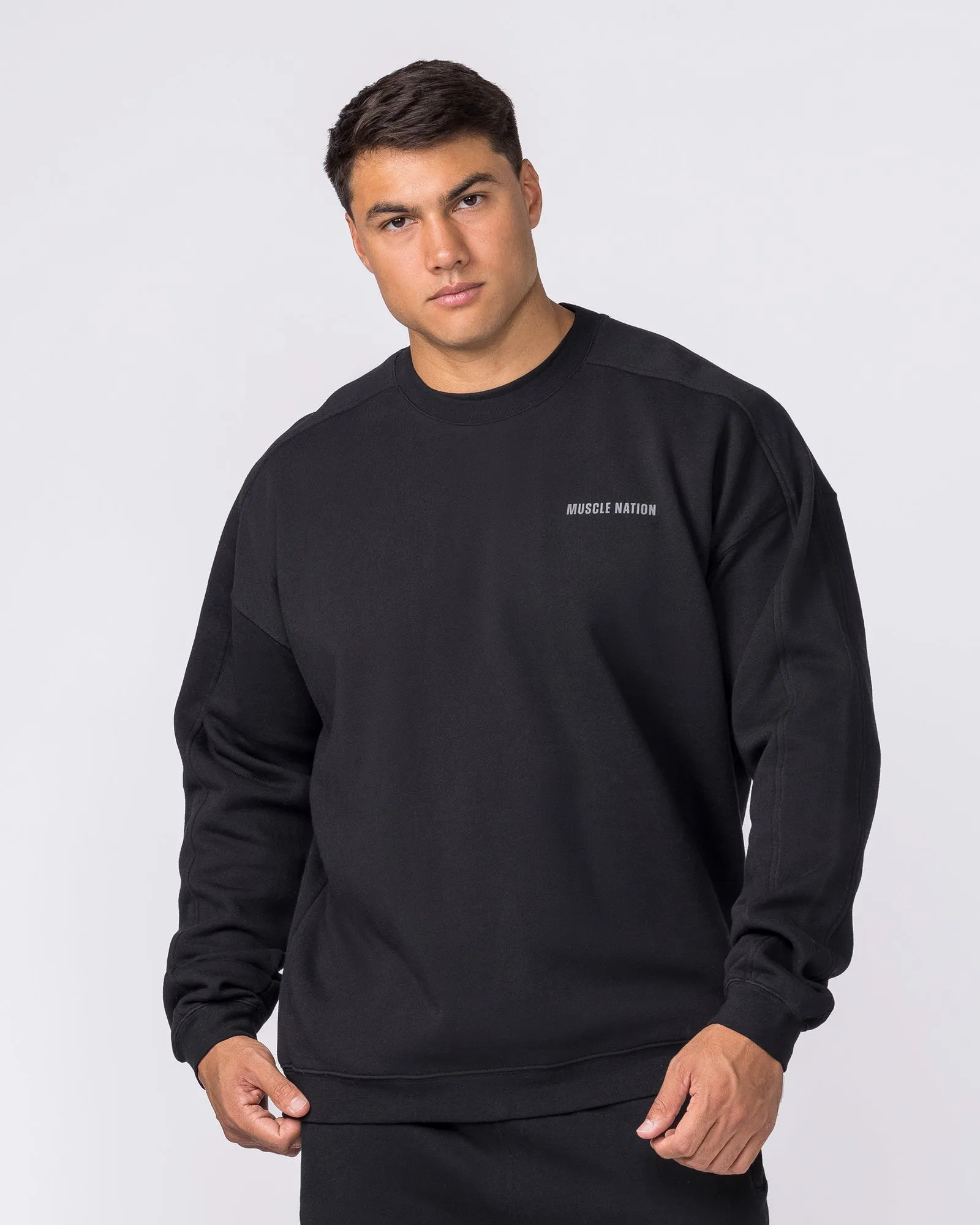 Essential Crew Pullover - Black sold by Muscle Nation