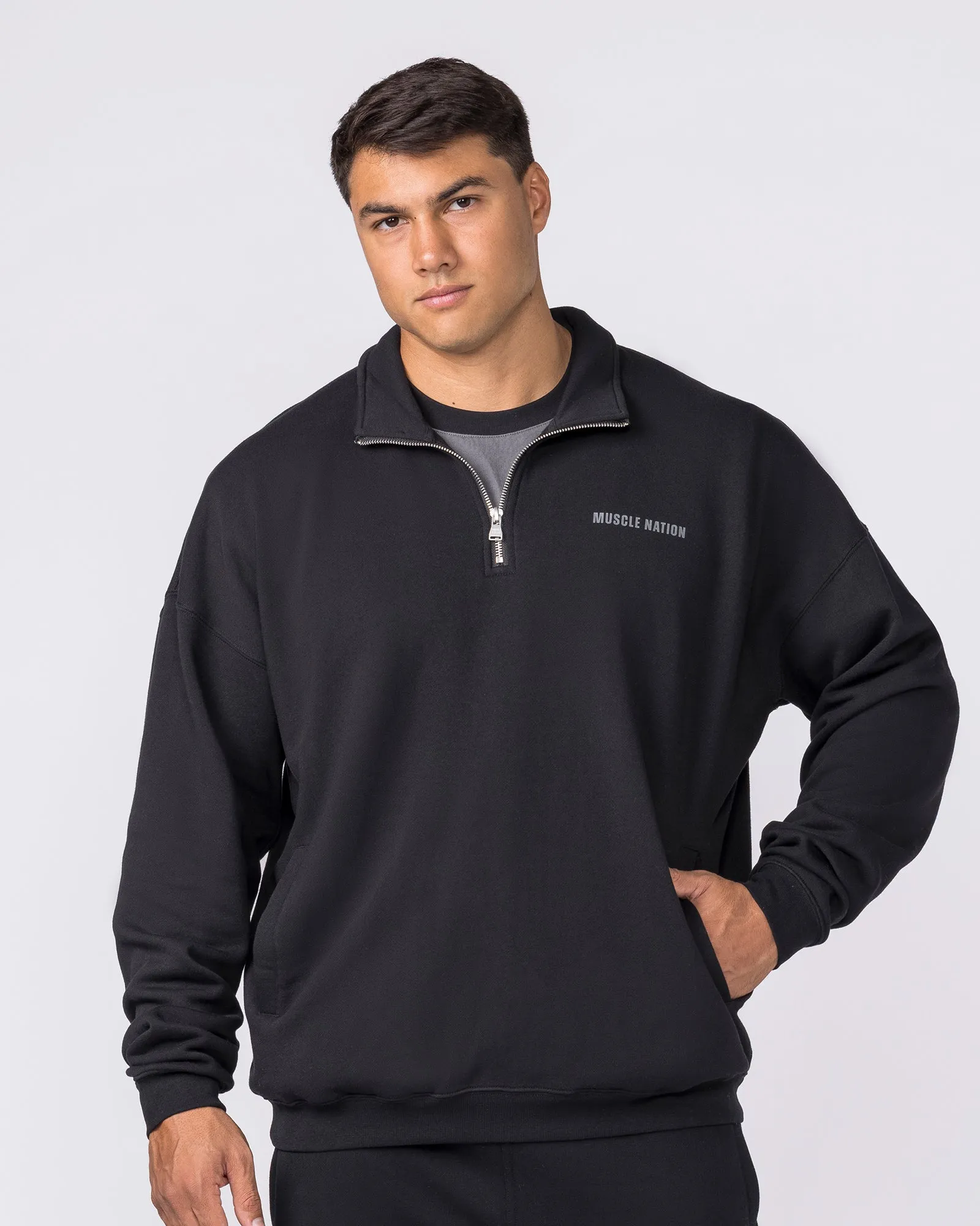 Essential Quarter Zip - Black sold by Muscle Nation product image thumbnail 3