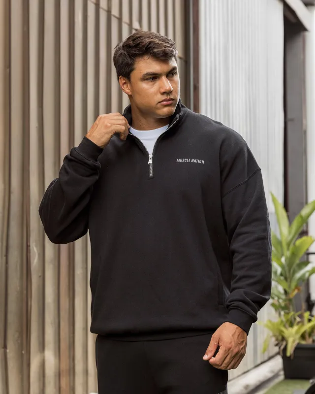 Essential Quarter Zip - Black made by Muscle Nation