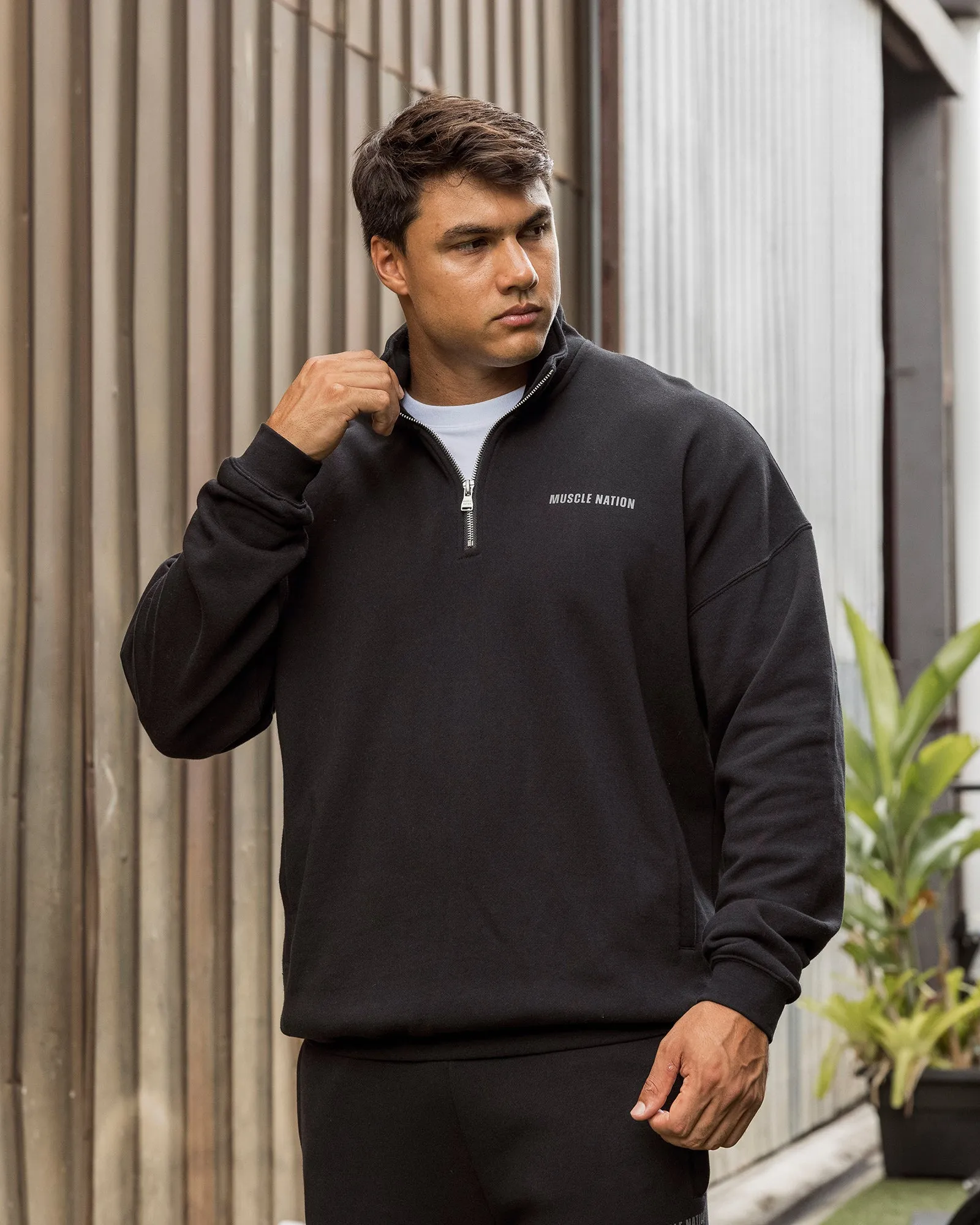 Essential Quarter Zip - Black sold by Muscle Nation