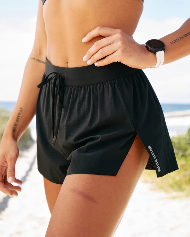 Tempo 3" Run Shorts - Black made by Muscle Nation