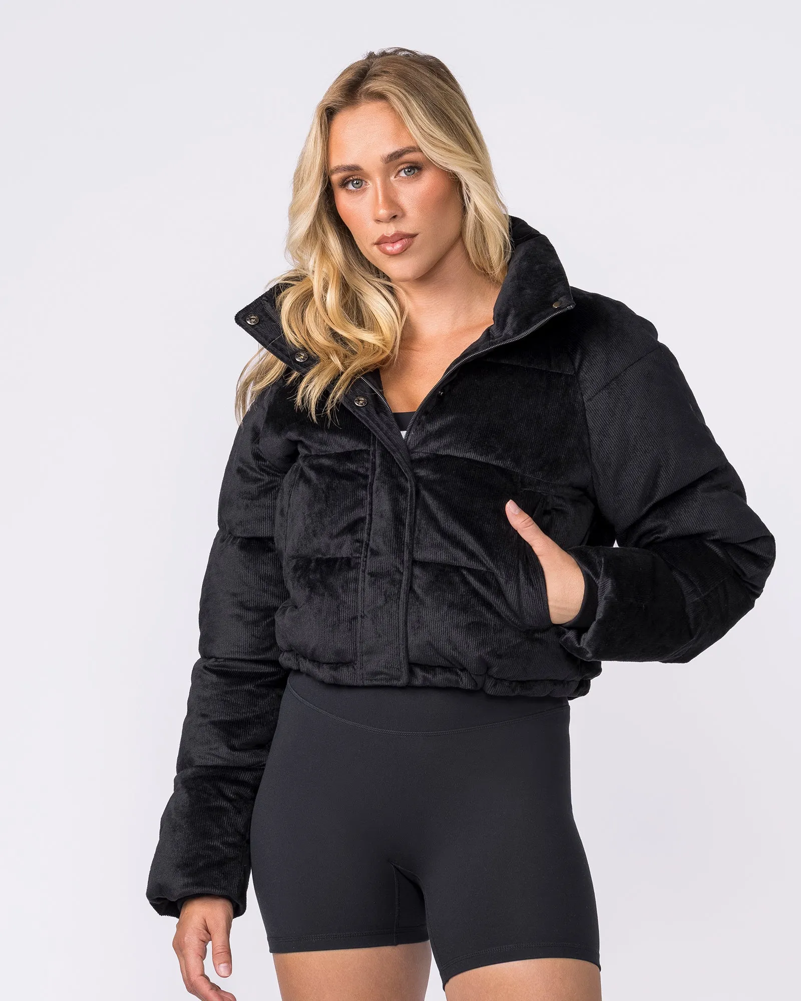 Cord Puffer Jacket - Black sold by Muscle Nation product image thumbnail 3
