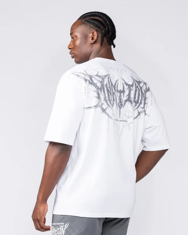 Gothic Oversized Tee - White made by Muscle Nation