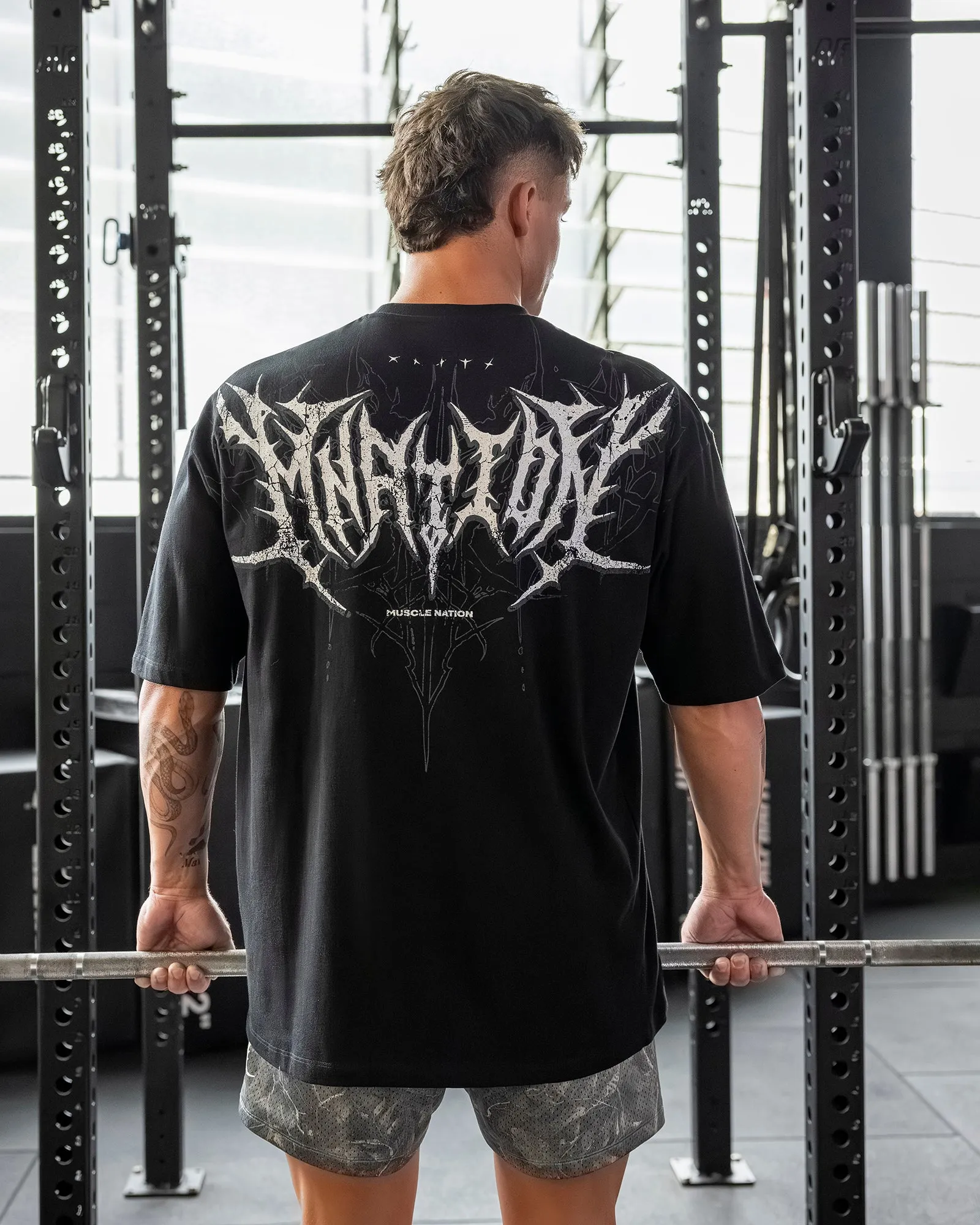 Gothic Oversized Tee - Black sold by Muscle Nation