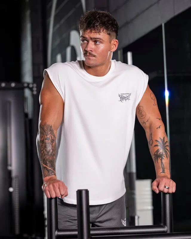 Gothic Boxy Muscle Tank - White made by Muscle Nation