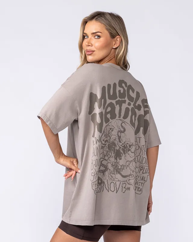 Rock On Oversized Tee - Washed Oat made by Muscle Nation