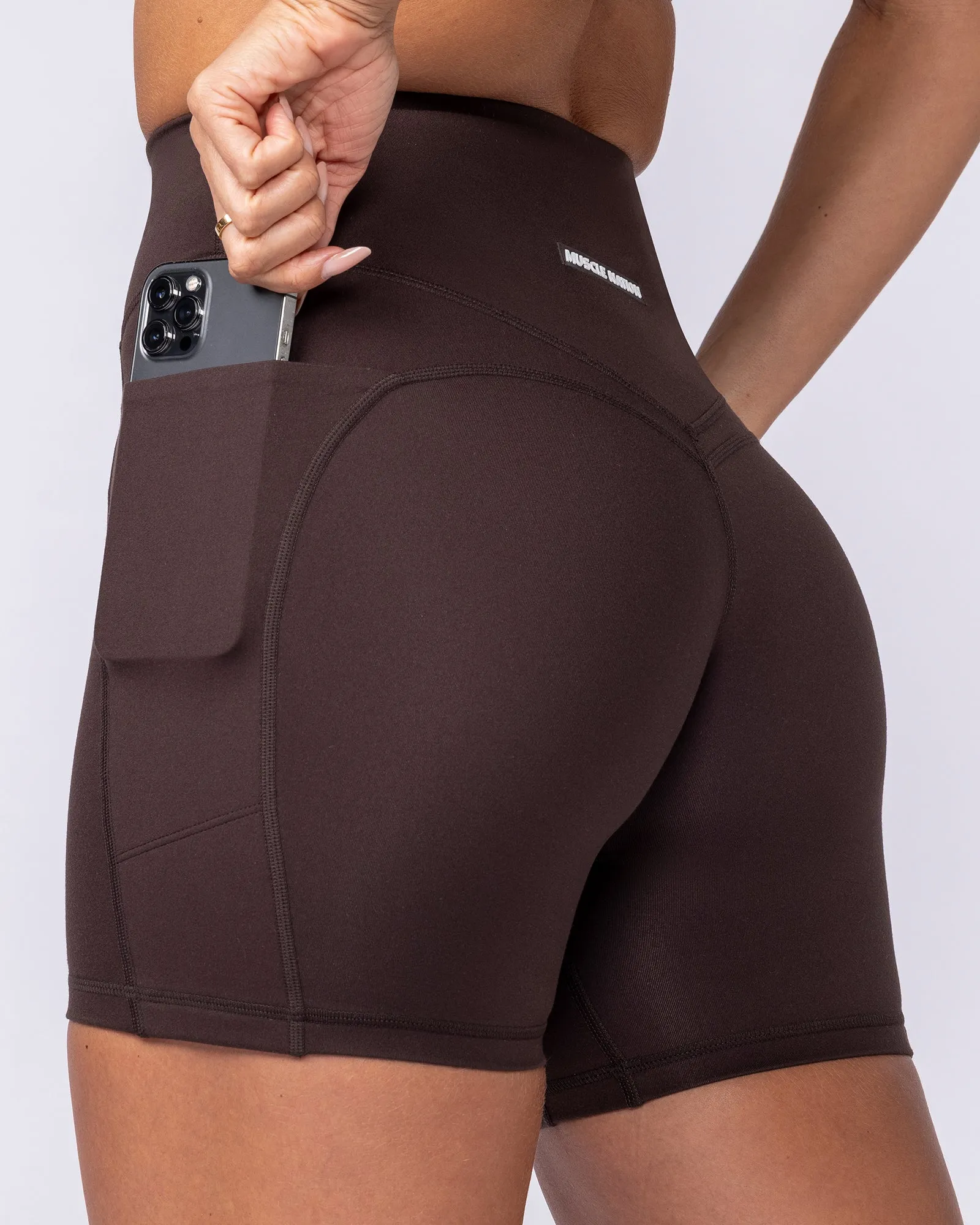 Booty Shaper Pocket Bike Shorts - Cocoa sold by Muscle Nation