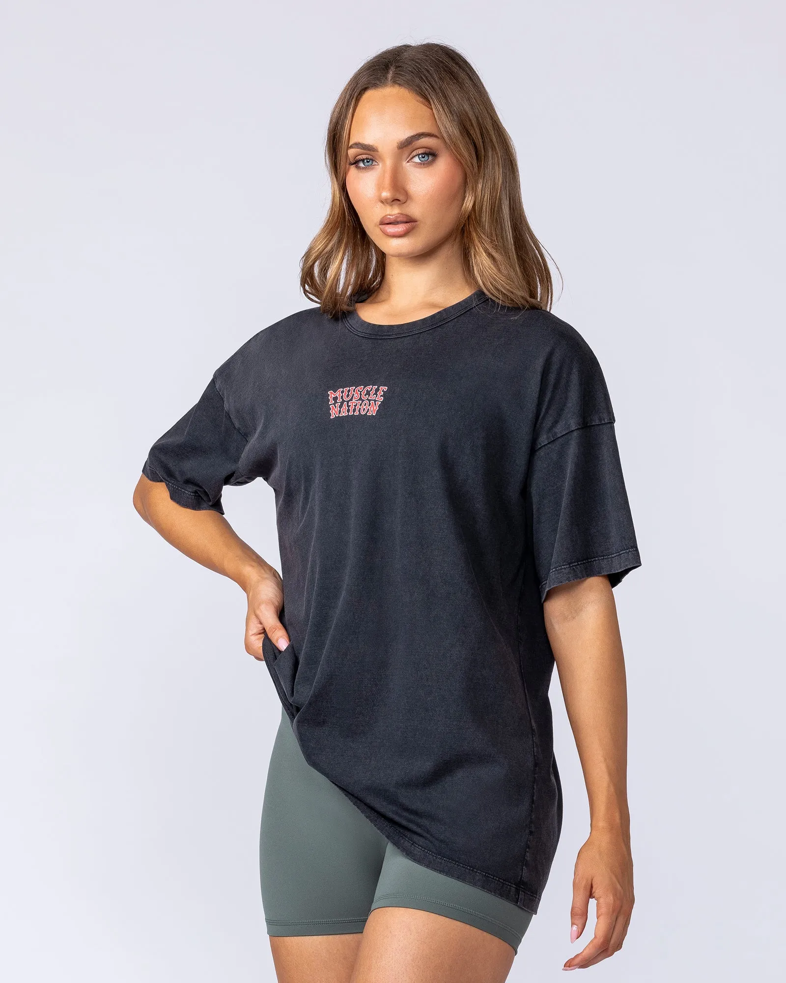 Hearts On Fire Oversized Tee - Washed Black sold by Muscle Nation product image thumbnail 4