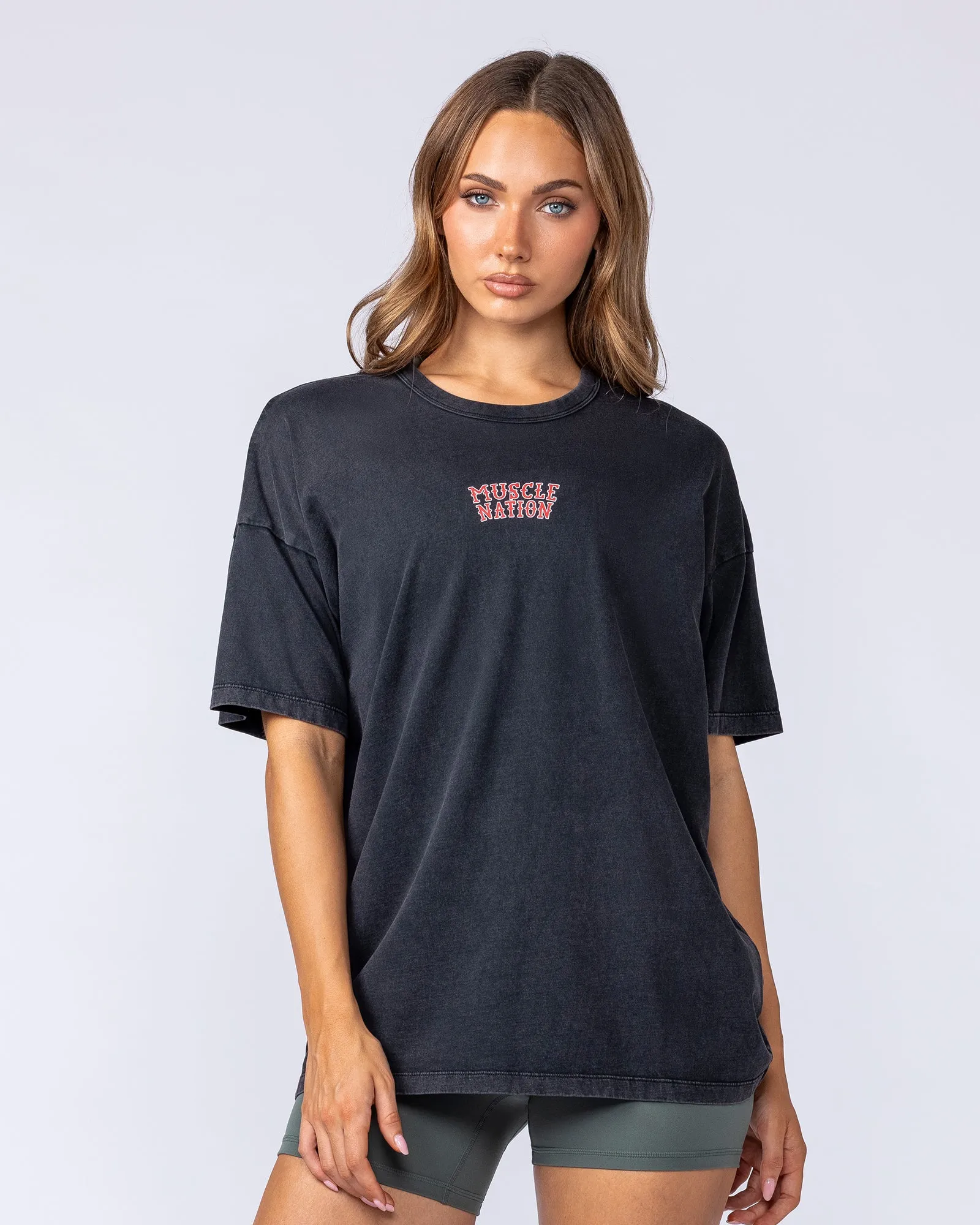 Hearts On Fire Oversized Tee - Washed Black sold by Muscle Nation product image thumbnail 2