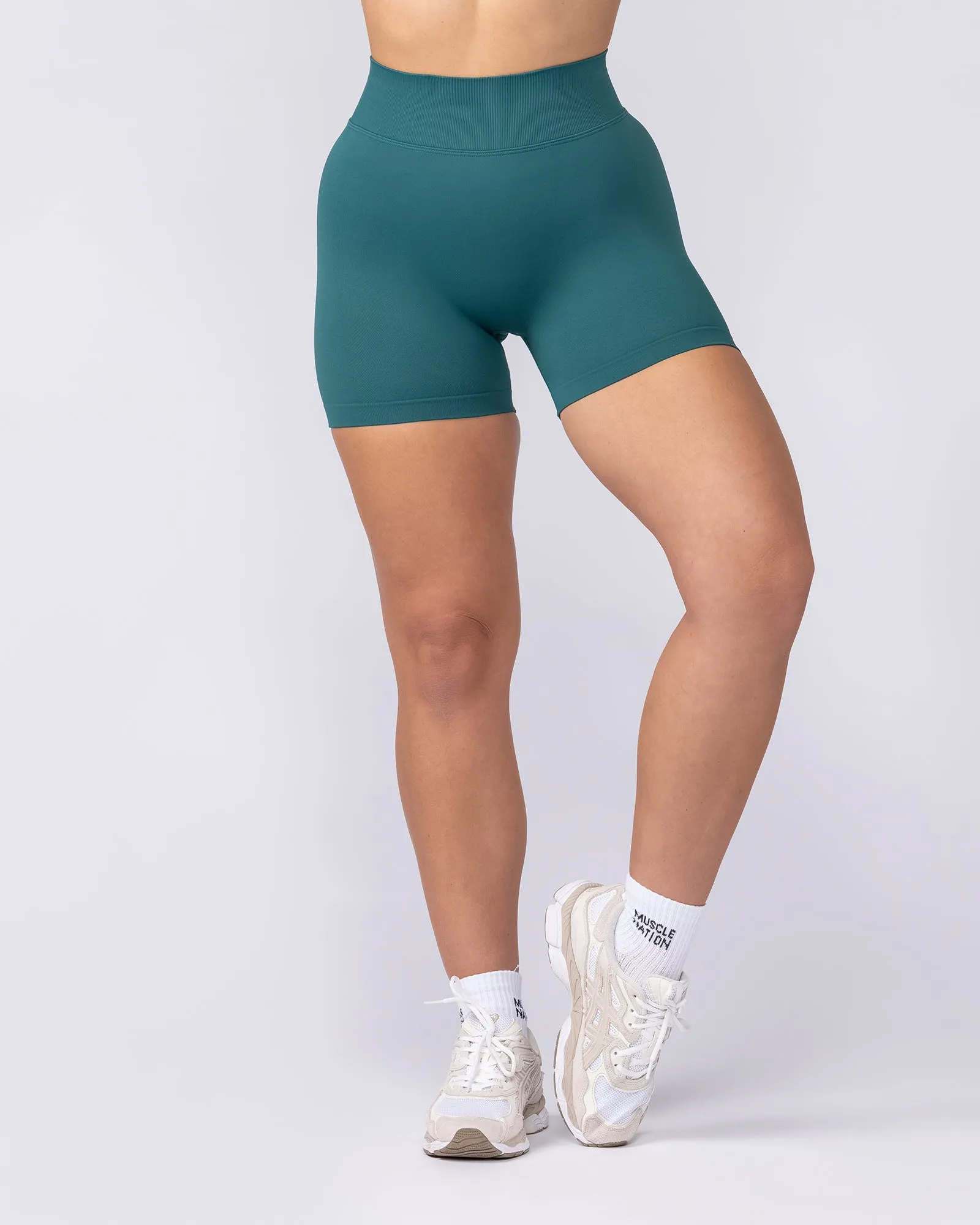 Sculpt Seamless Midway Shorts - Dark Jade sold by Muscle Nation product image thumbnail 3