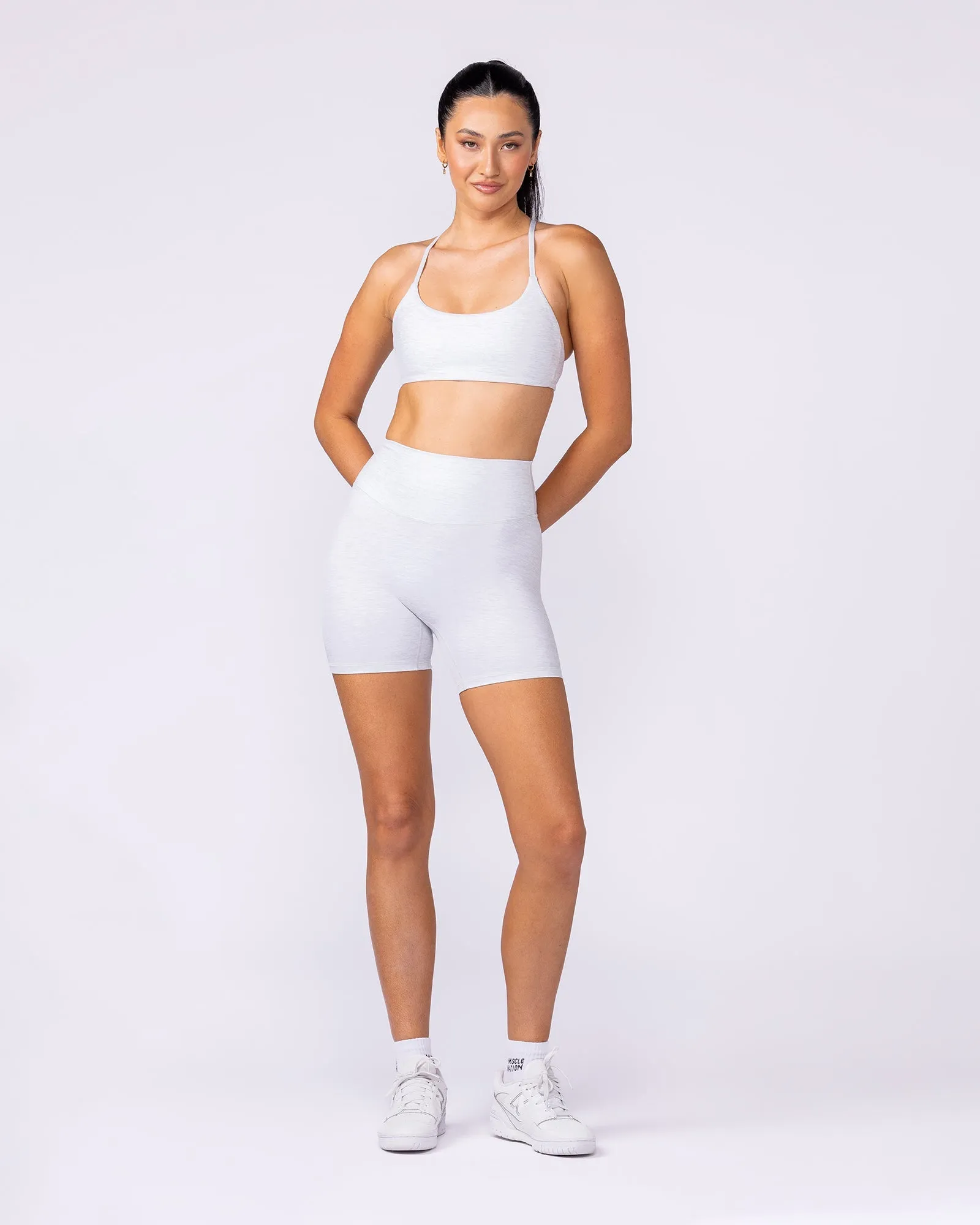 Everyday High Rise Midway Shorts - White Grey Marl sold by Muscle Nation product image thumbnail 5