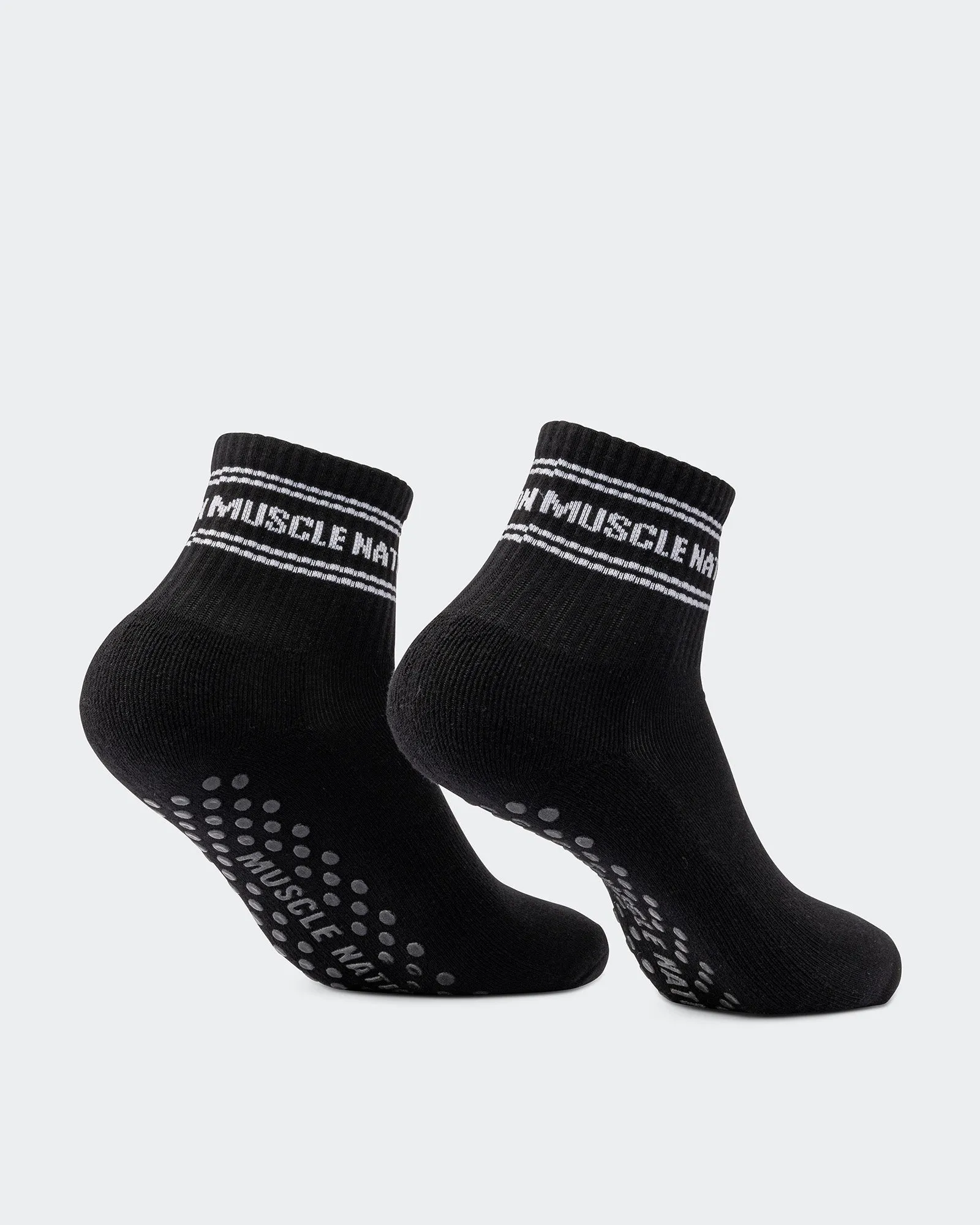 Quarter Crew Grip Socks - Black sold by Muscle Nation