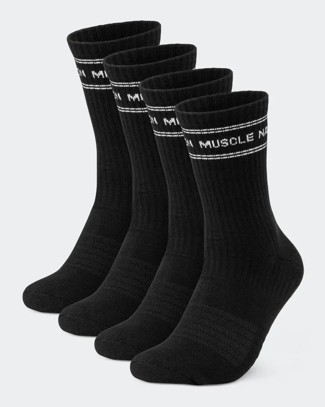 Mens Stripe Crew Sock 2 pack - Black made by Muscle Nation