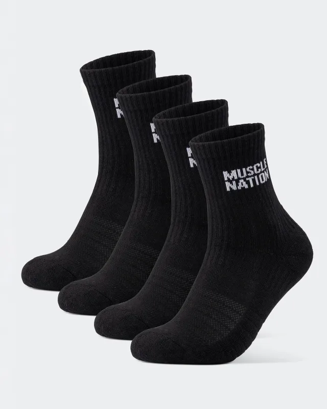 Womens Essential Crew Socks 2 pack - Black made by Muscle Nation
