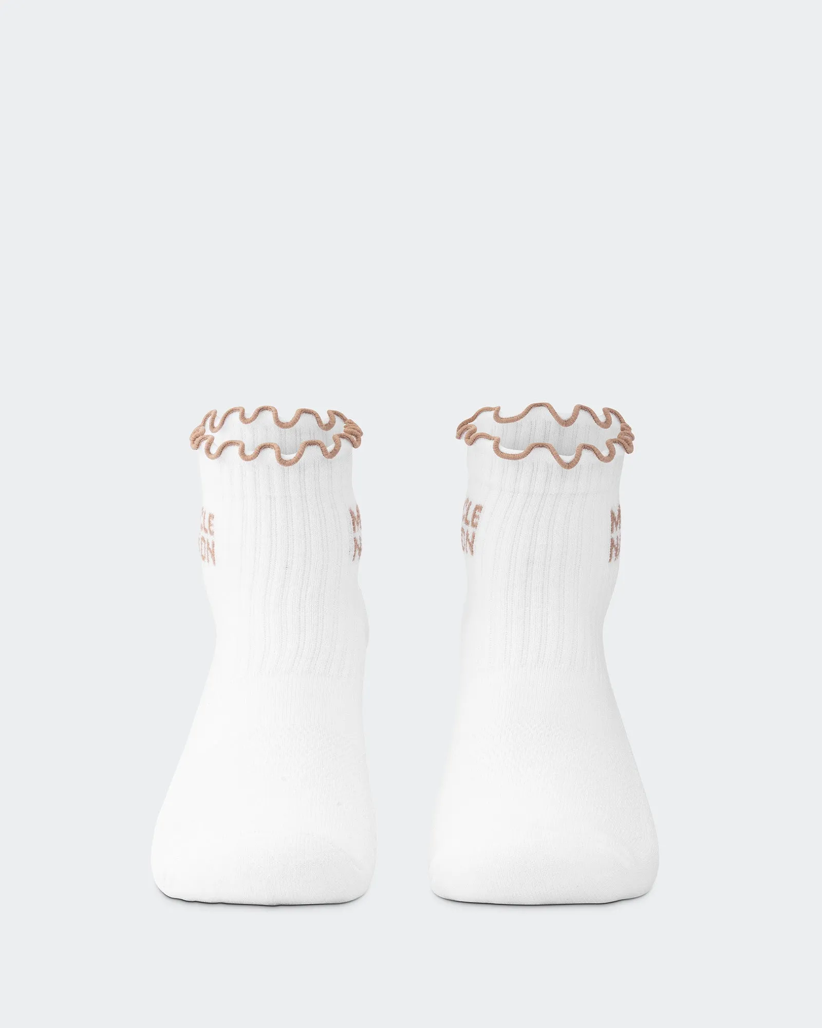 Ruffle Quarter Crew Socks - White / Stone sold by Muscle Nation product image thumbnail 2