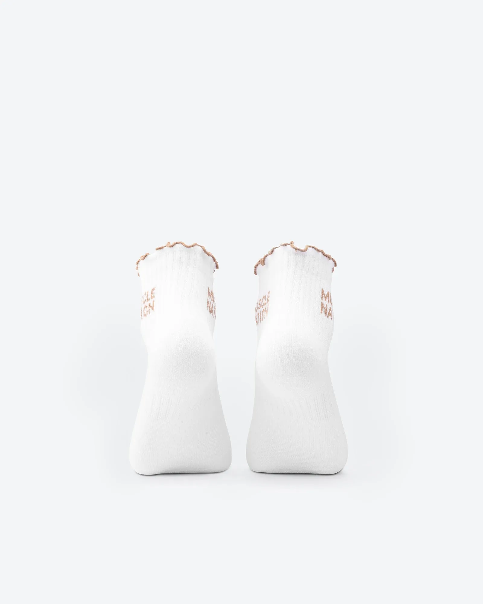 Ruffle Quarter Crew Socks - White / Stone sold by Muscle Nation product image thumbnail 4
