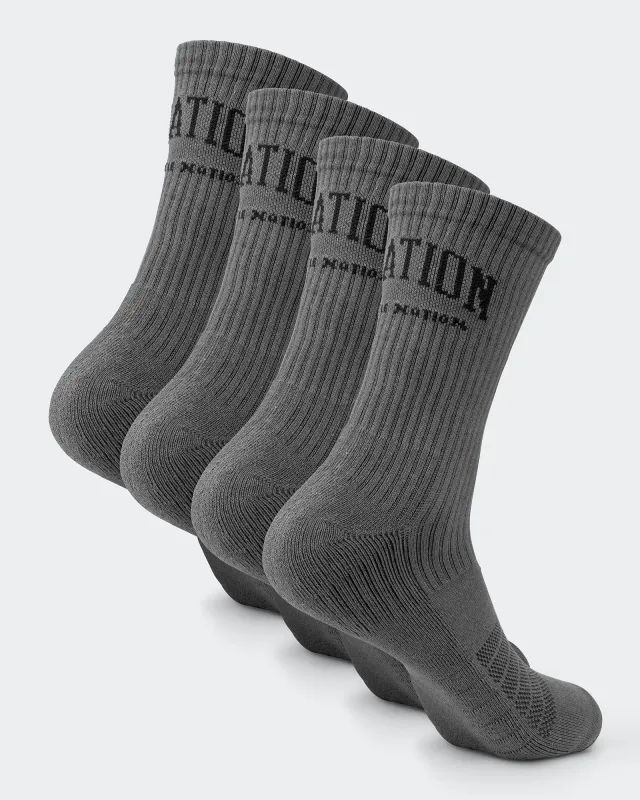 Mens Varsity Crew Socks 2 Pack - Charcoal made by Muscle Nation