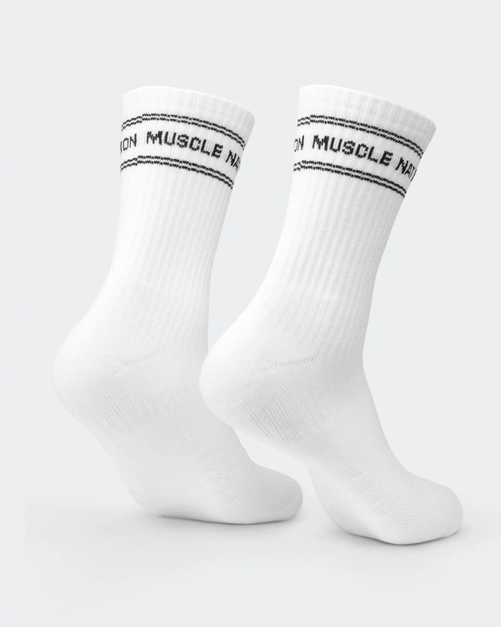 Mens Stripe Crew Socks 2 pack - White sold by Muscle Nation product image thumbnail 4