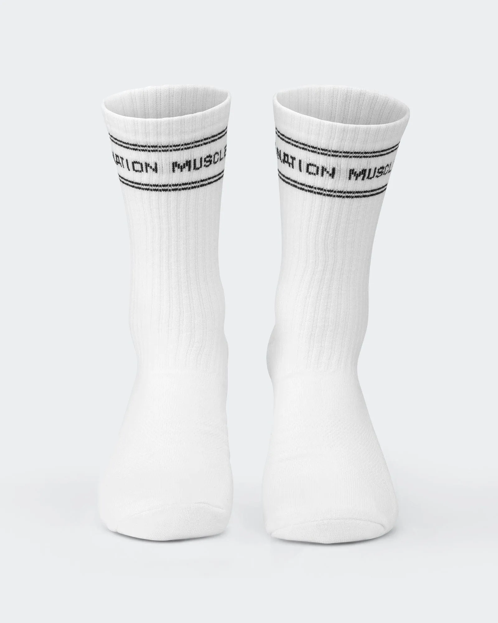 Mens Stripe Crew Socks 2 pack - White sold by Muscle Nation product image thumbnail 3