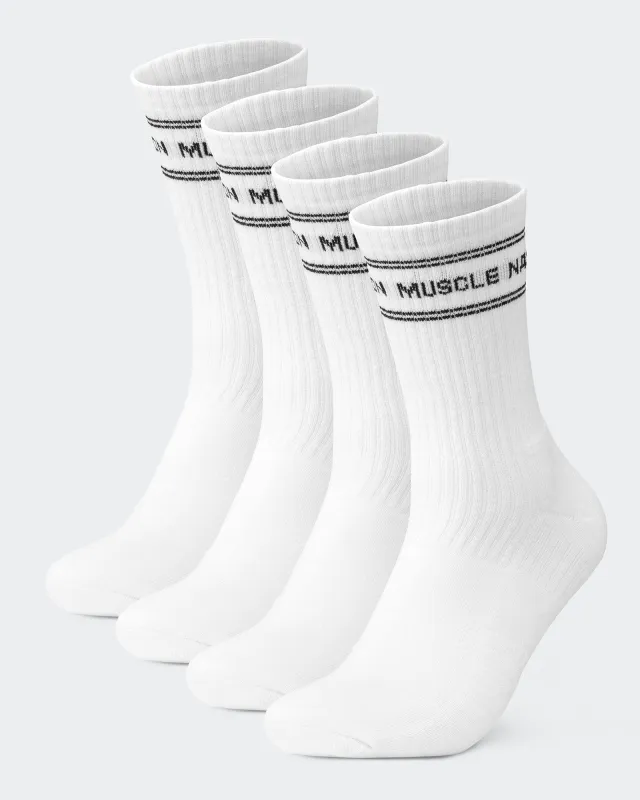 Mens Stripe Crew Socks 2 pack - White made by Muscle Nation