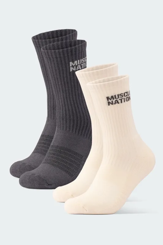 Mens Essential Crew Socks 2 Pack - Charcoal / Dew made by Muscle Nation