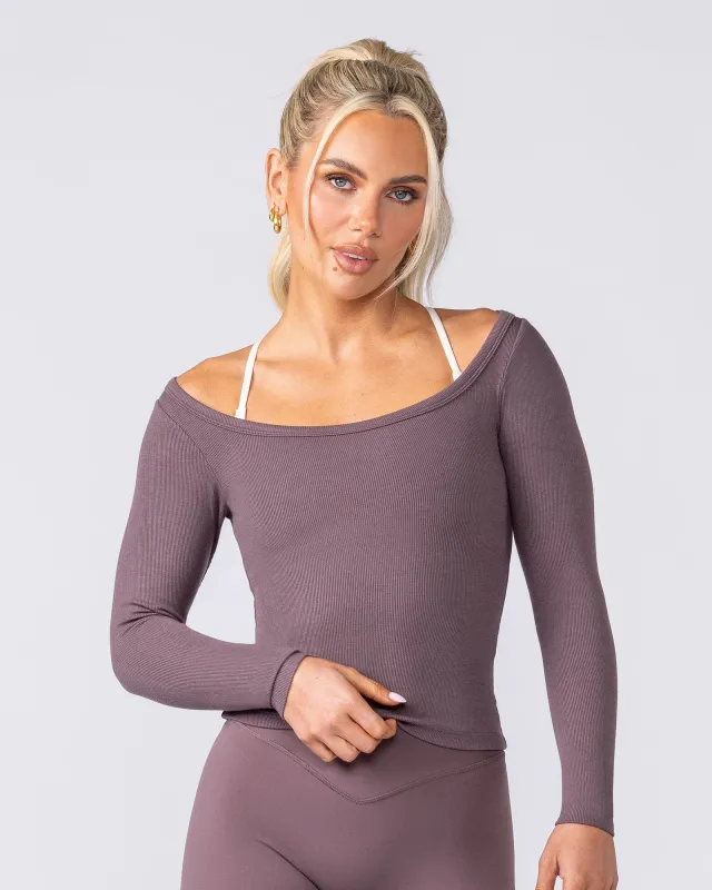 Balance Long Sleeve Rib Top - Umber made by Muscle Nation