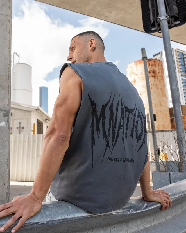 Division Boxy Muscle Tank - Washed Dark Tornado made by Muscle Nation