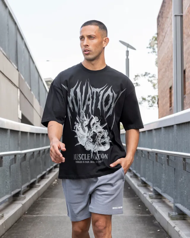 Unchained Oversized Tee - Black made by Muscle Nation