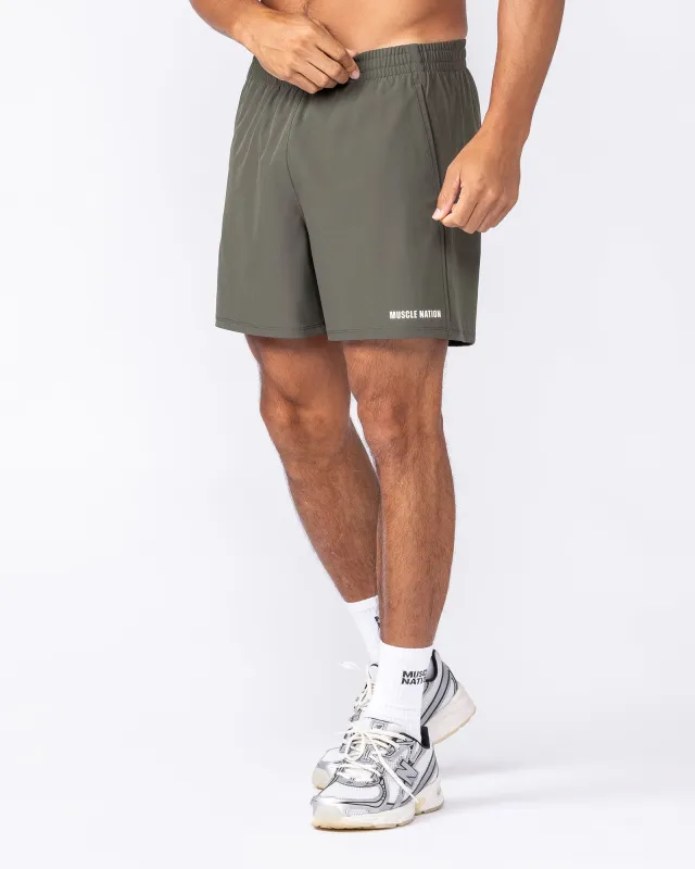 Essential Active 5" Shorts - Dark Khaki made by Muscle Nation