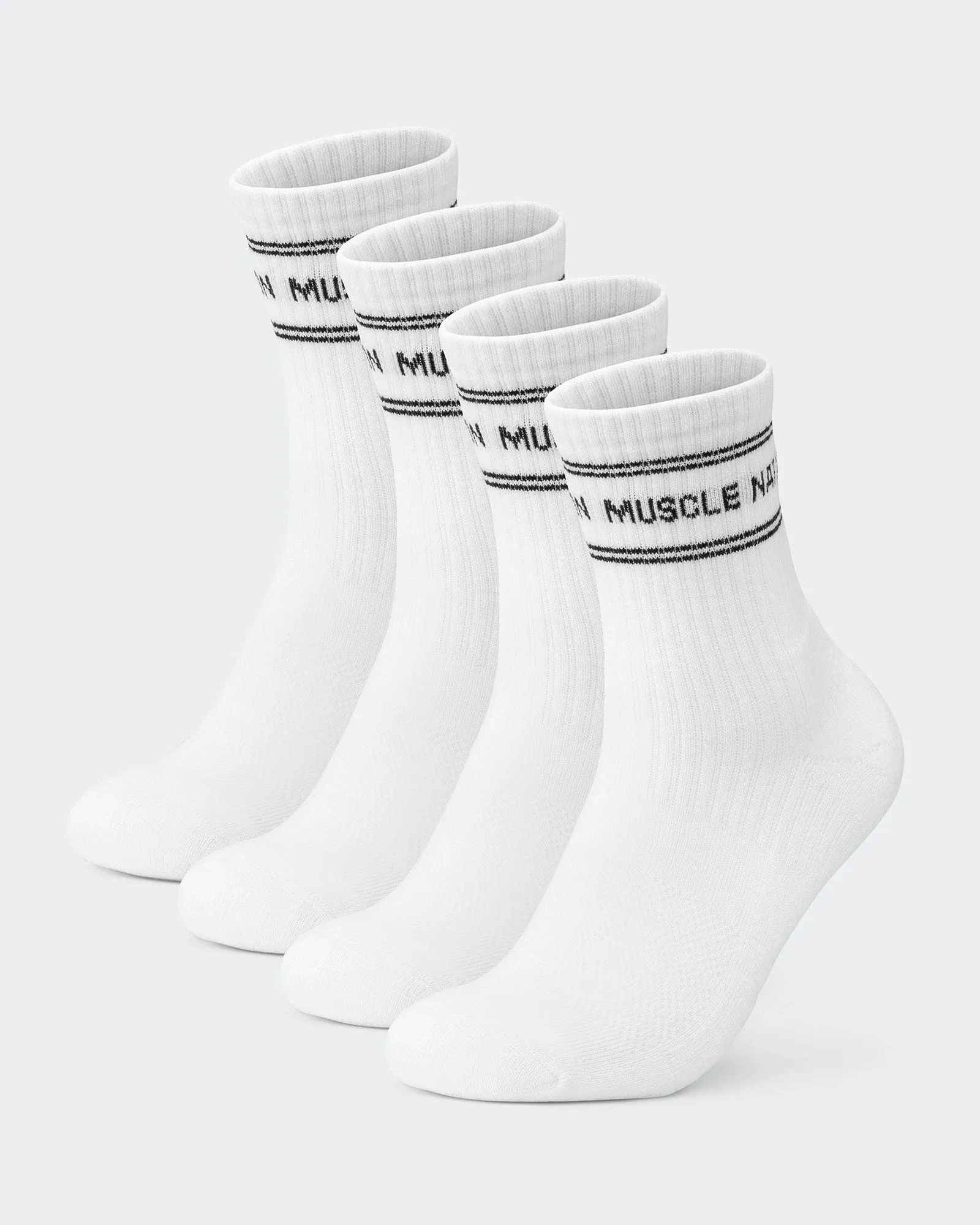 Womens Stripe Crew Socks 2 pack - White sold by Muscle Nation