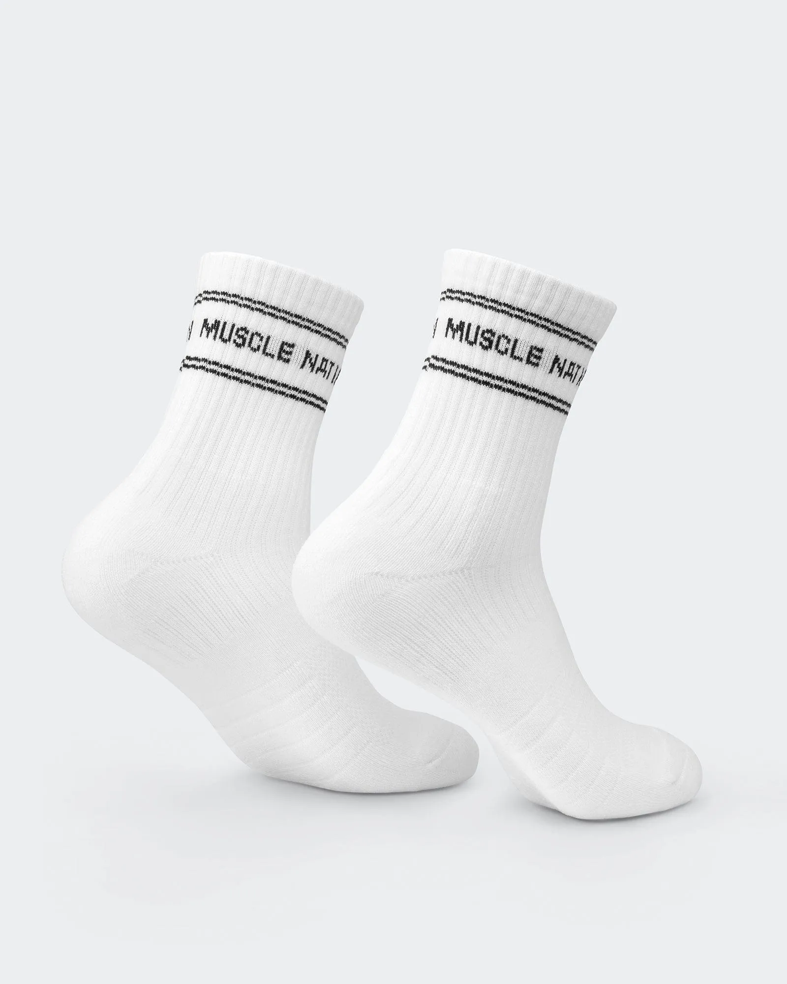 Womens Stripe Crew Socks 2 pack - White sold by Muscle Nation product image thumbnail 4