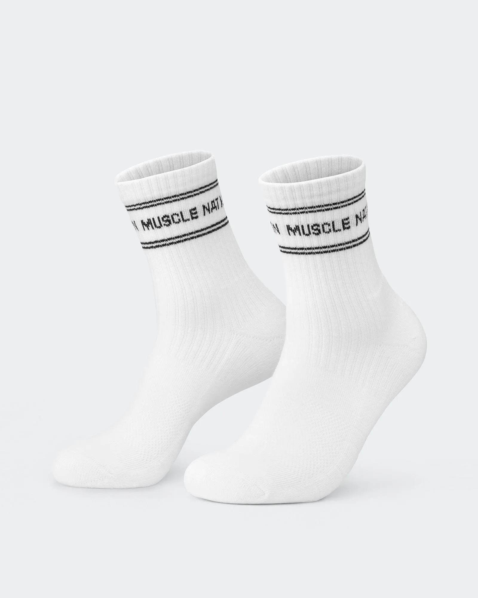 Womens Stripe Crew Socks 2 pack - White sold by Muscle Nation product image thumbnail 2