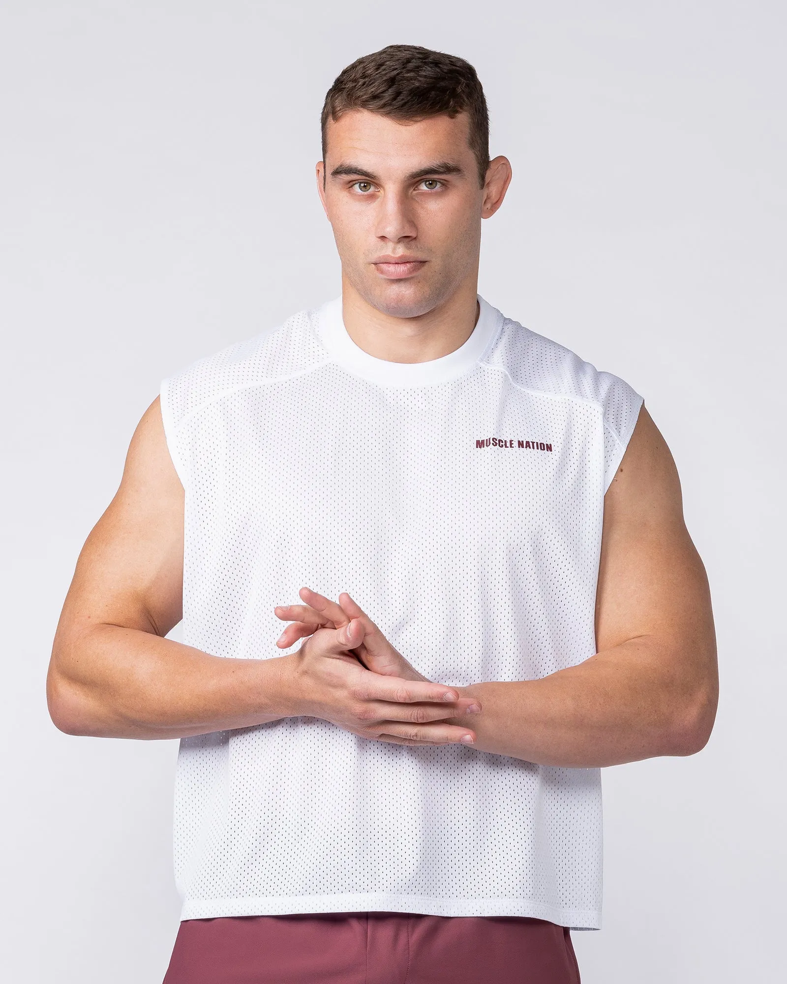 Mesh Boxy Cropped Muscle Tank - White sold by Muscle Nation product image thumbnail 4