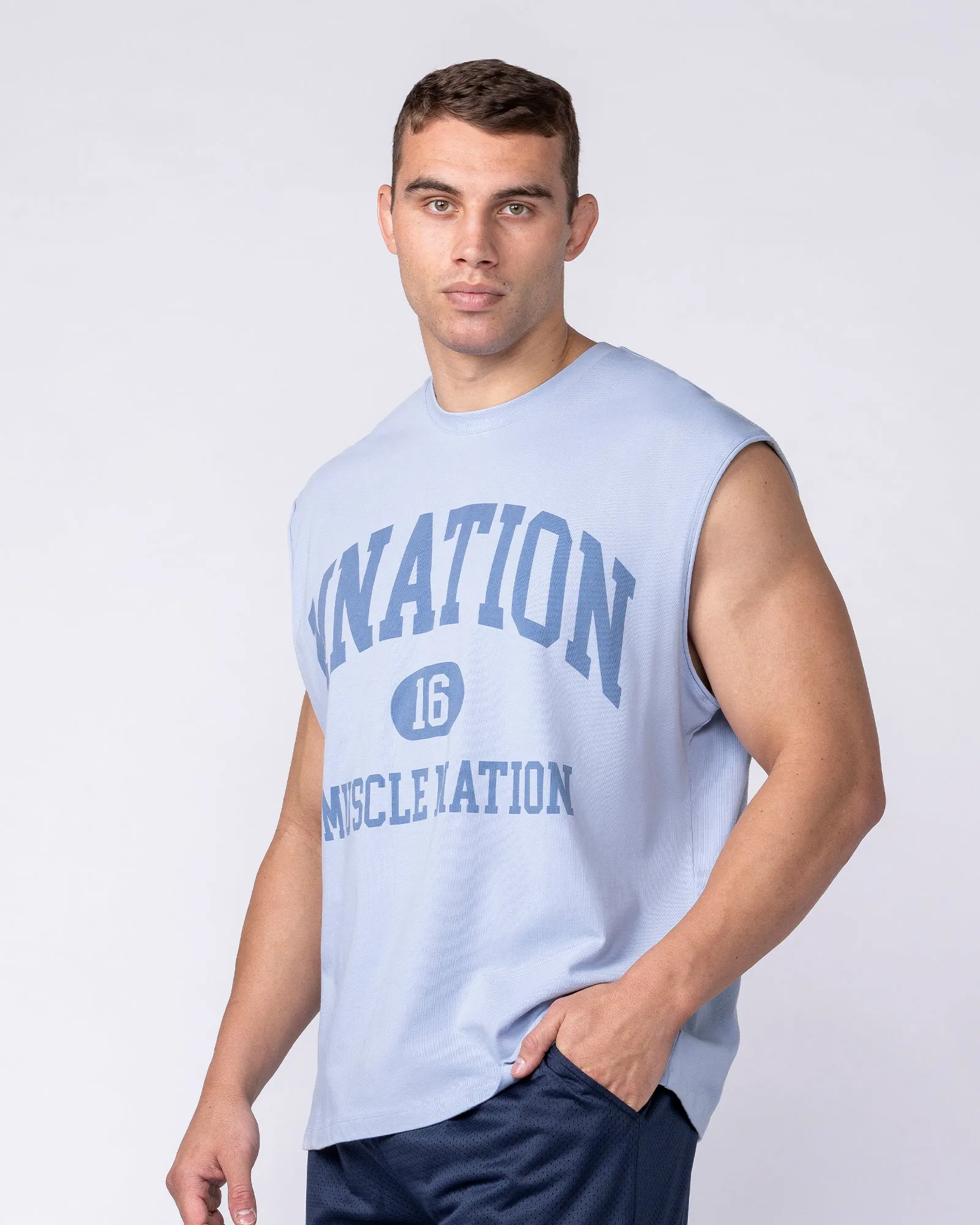 Fieldhouse Boxy Muscle Tank - Aero Blue sold by Muscle Nation product image thumbnail 3