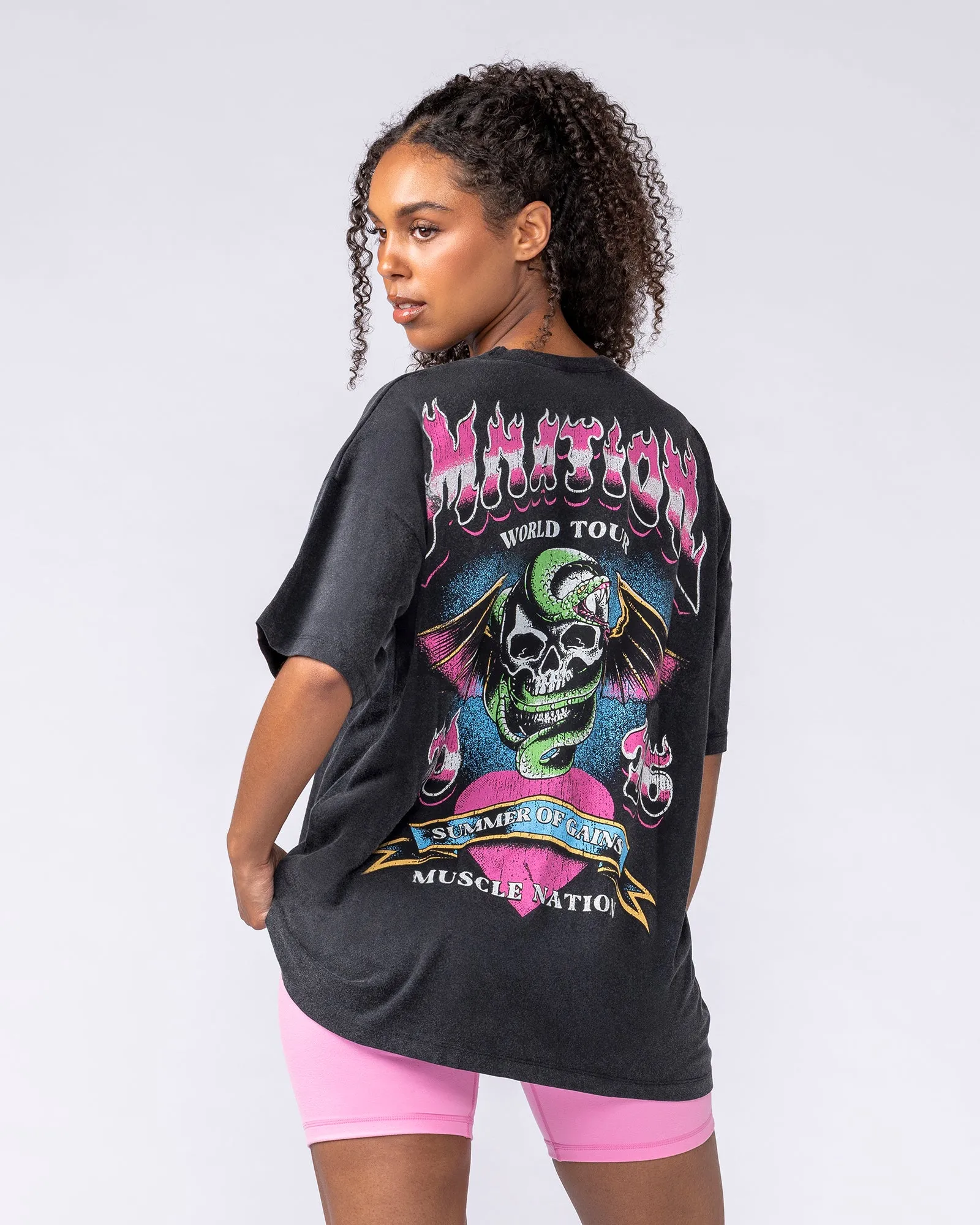 On Tour Oversized Tee - Washed Black sold by Muscle Nation product image thumbnail 3