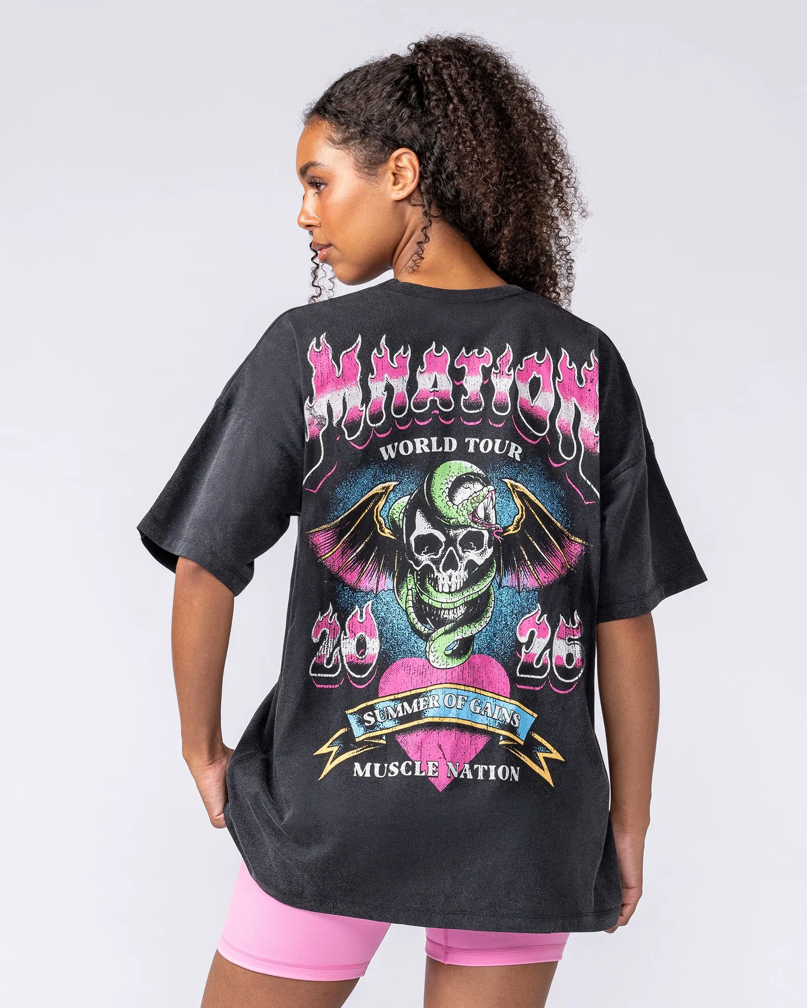 On Tour Oversized Tee - Washed Black sold by Muscle Nation product image thumbnail 5
