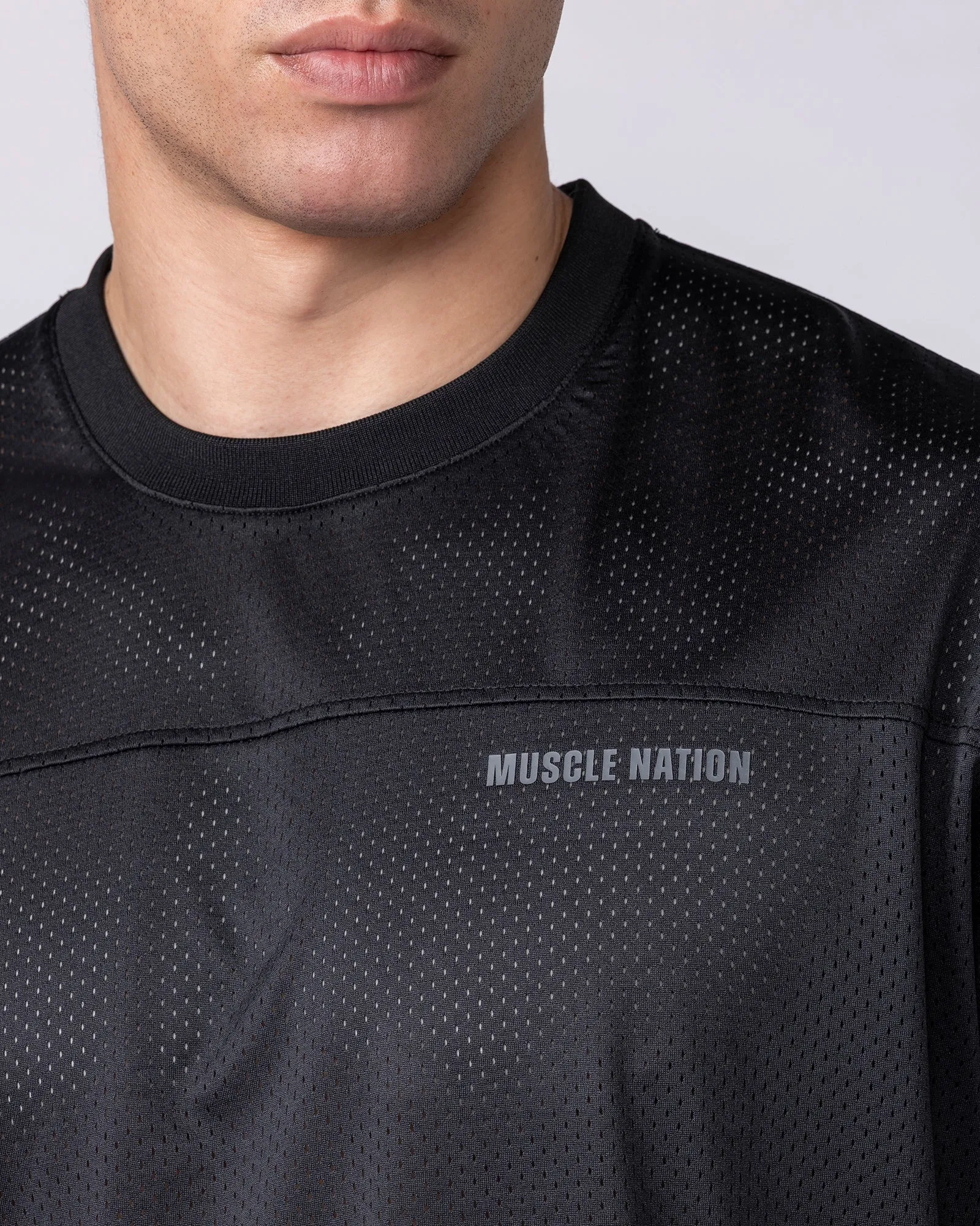 Mesh Boxy Cropped Oversized Tee - Black sold by Muscle Nation product image thumbnail 3