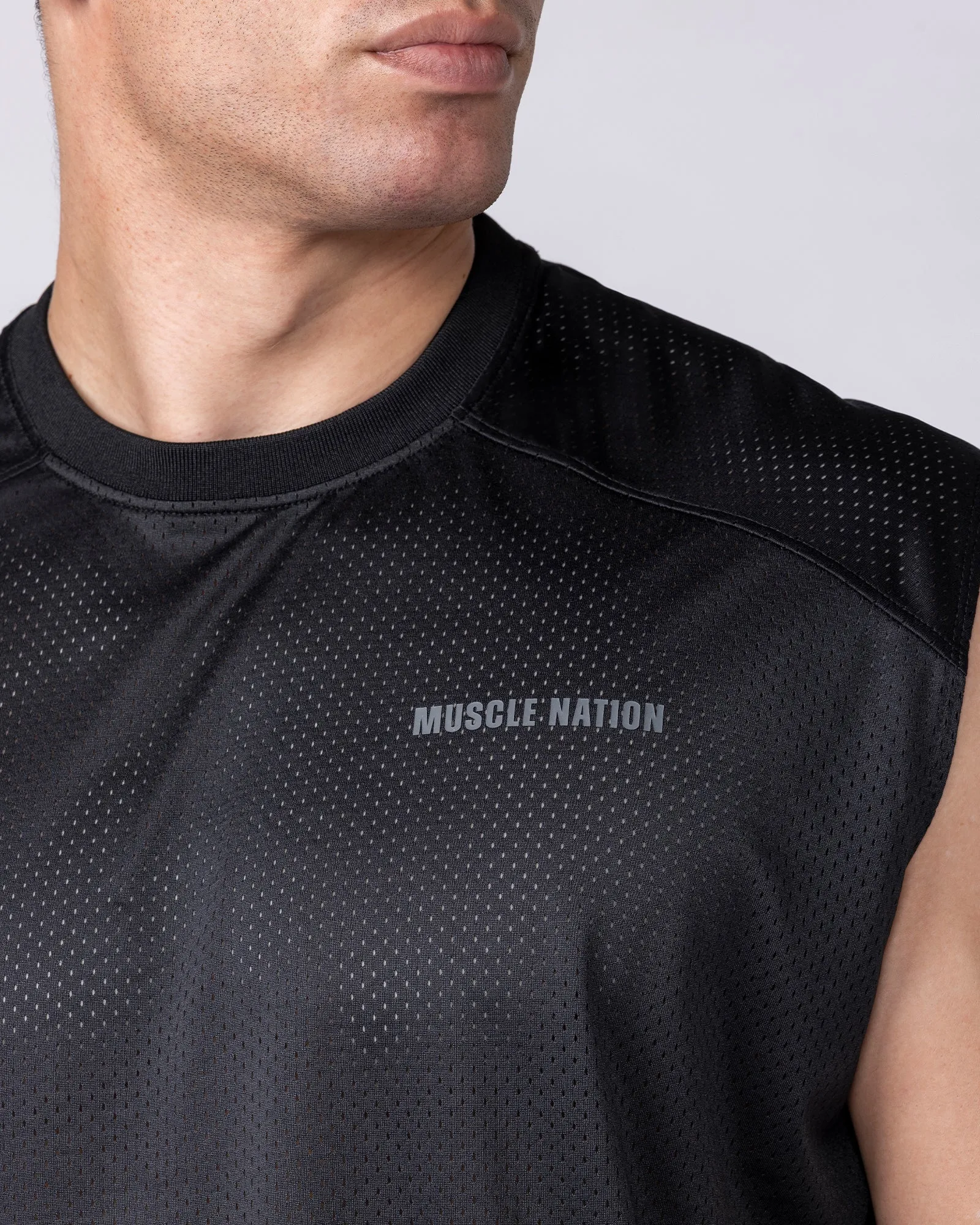 Mesh Boxy Cropped Muscle Tank - Black sold by Muscle Nation product image thumbnail 4