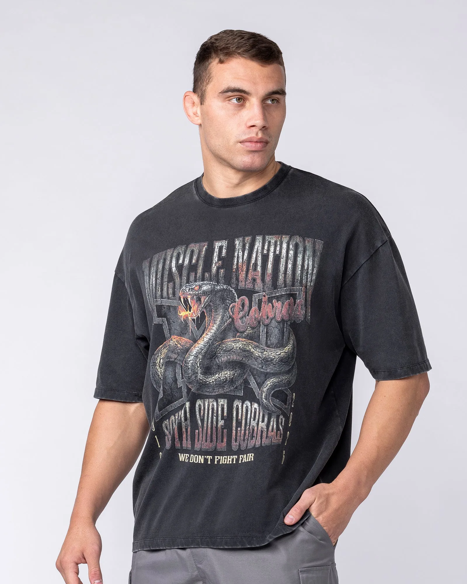 Cobras Oversized Tee - Washed Black sold by Muscle Nation product image thumbnail 4