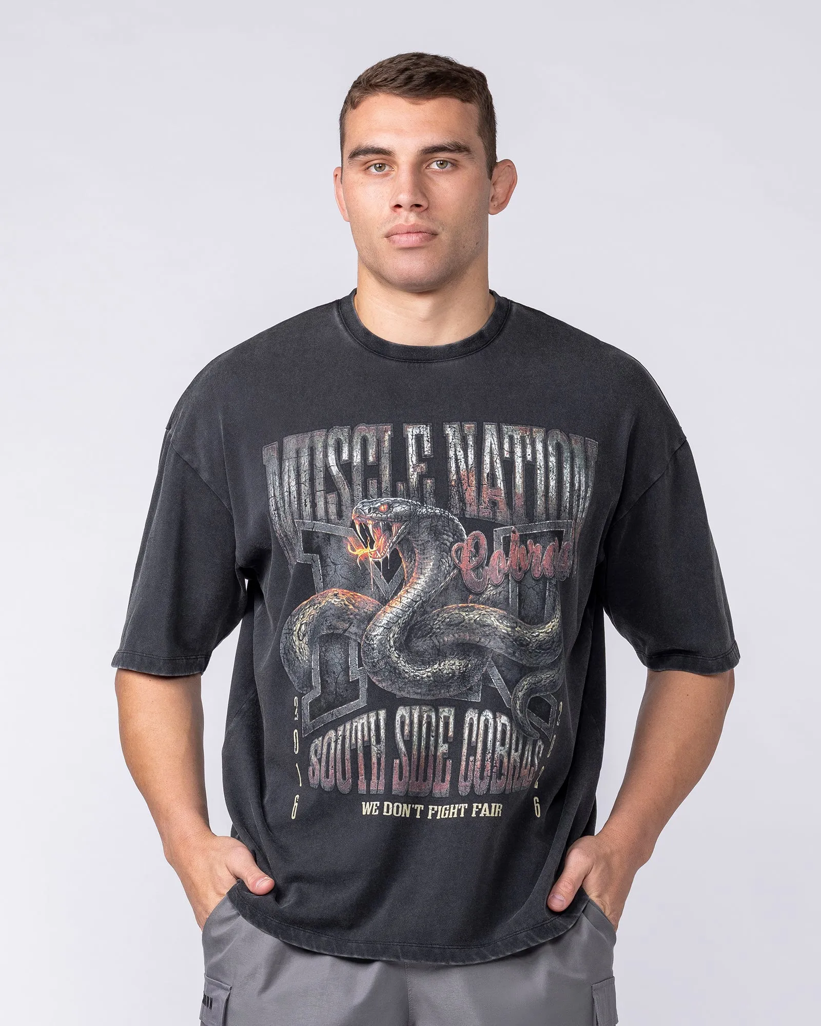 Cobras Oversized Tee - Washed Black sold by Muscle Nation product image thumbnail 3