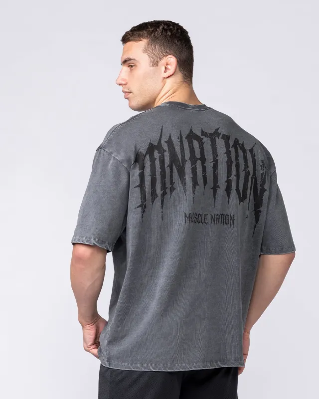 Relic Oversized Tee - Washed Black made by Muscle Nation