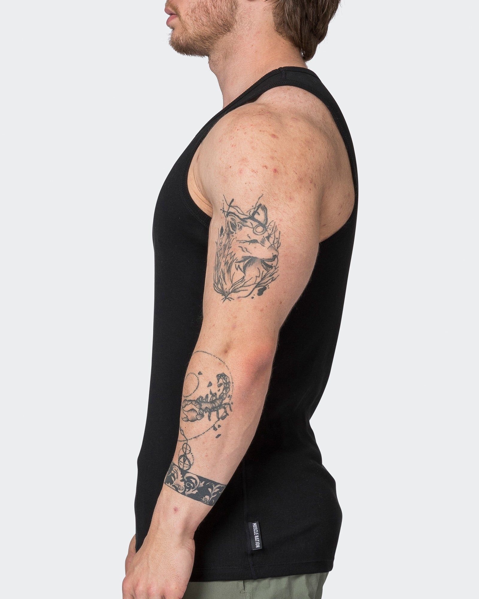 Classic Rib Fitted Training Tank - Black sold by Muscle Nation product image thumbnail 4