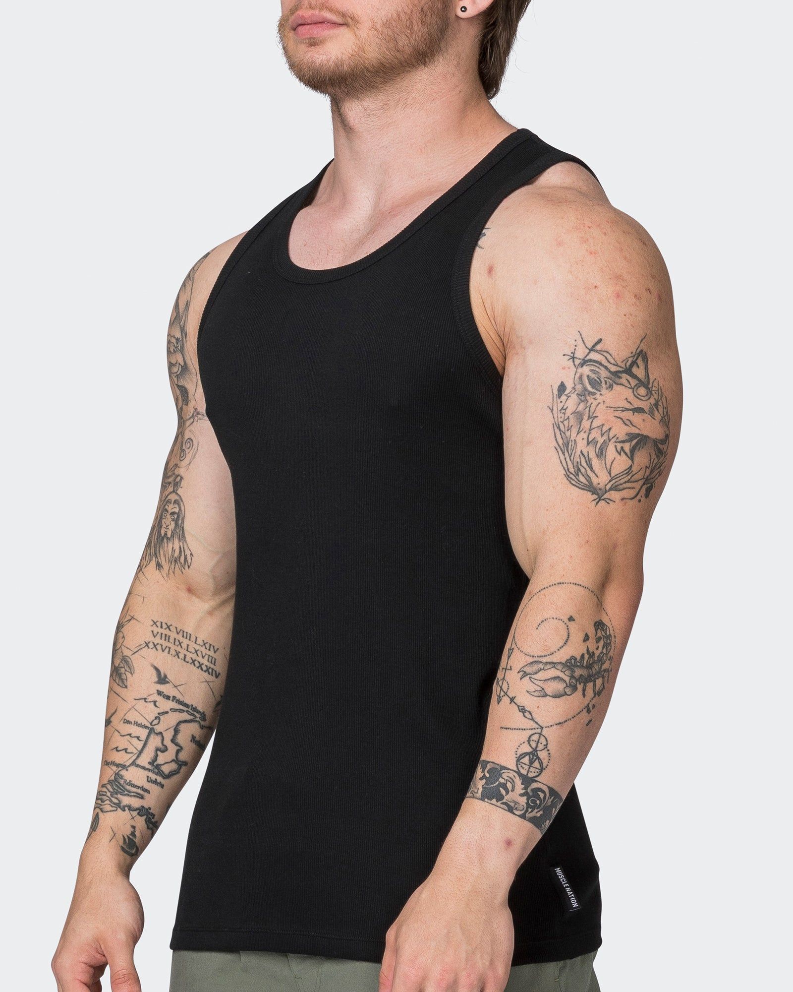 Classic Rib Fitted Training Tank - Black sold by Muscle Nation product image thumbnail 3
