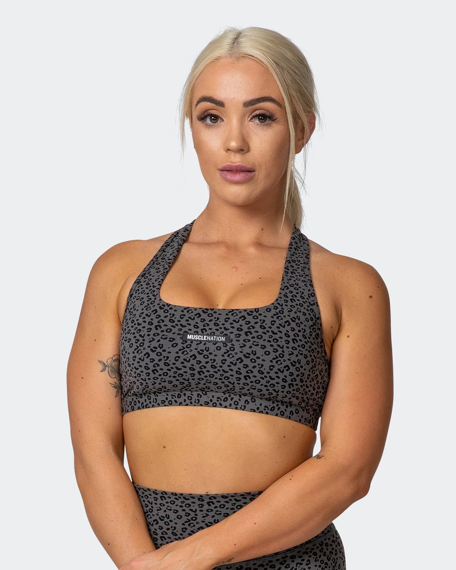 Flex Bra - Monochrome Mini Cheetah Print sold by Muscle Nation