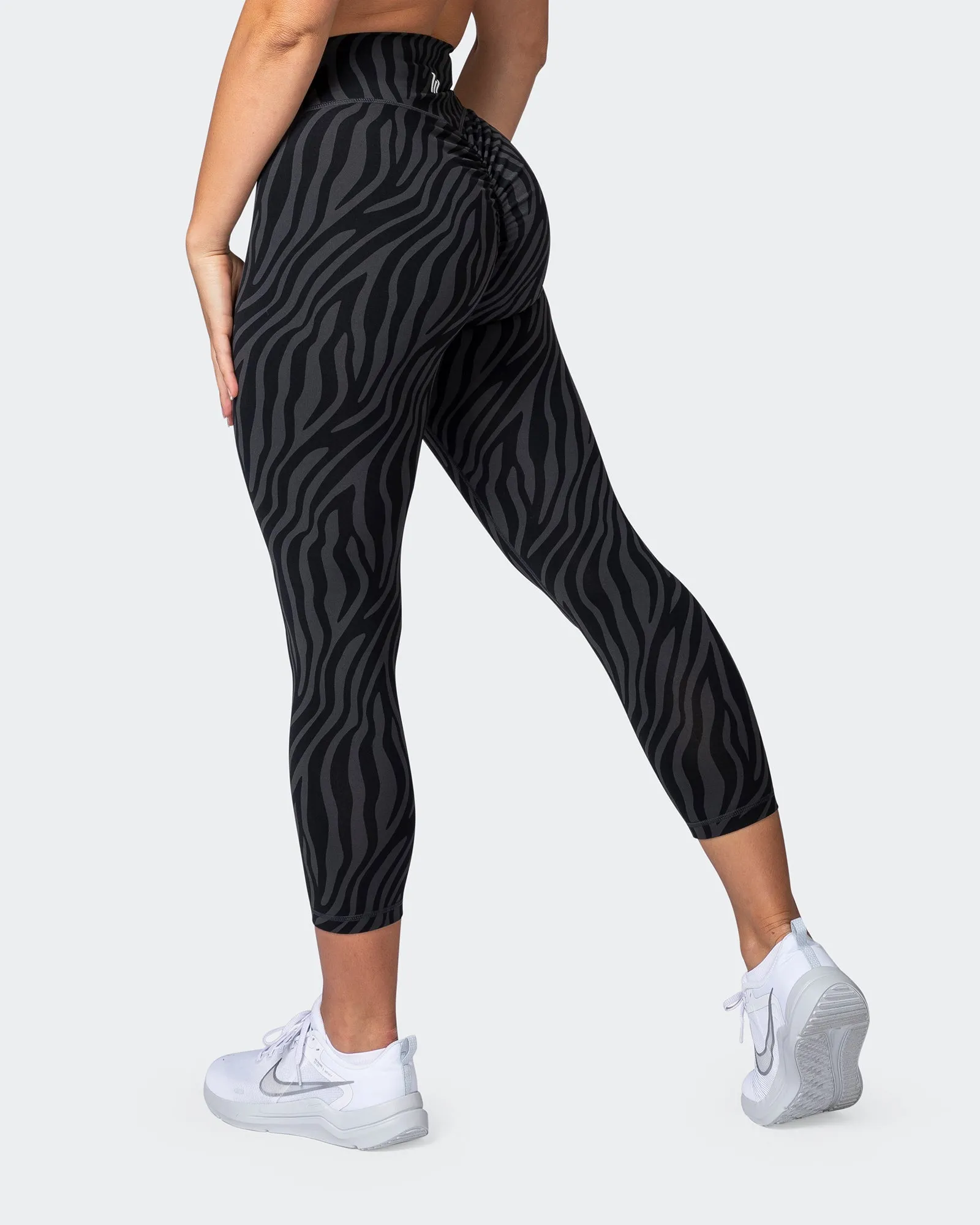 Signature Scrunch 7/8 Leggings - Monochrome Zebra Print sold by Muscle Nation